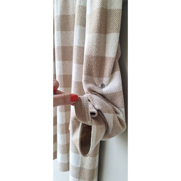 Soft Surroundings Mad about Plaid Flannel Tunic Popover Shirt Top Size M Tan - Picture 5 of 10